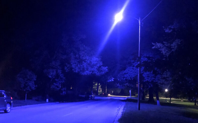Hundreds of Lawrence streetlights remain purple as crews still wait for